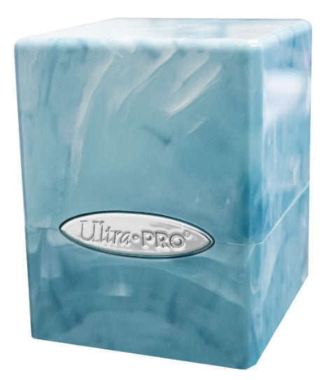 Marble Satin Cube - Light Blue / White