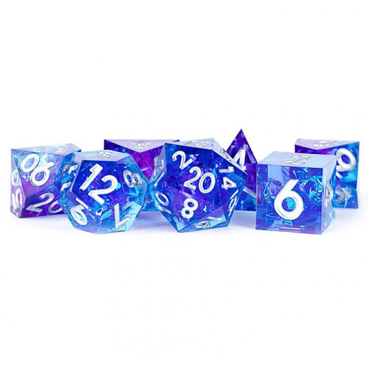 Handcrafted Sharp Edge Resin Dice Set: Oceanic Flare