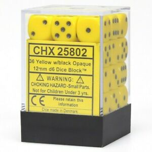 Opaque: 12mm D6 Yellow/Black