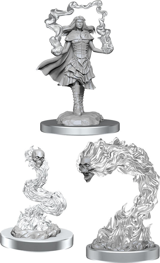 Dungeons & Dragons: Nolzur's Marvelous Unpainted Miniatures - W21 Dark Spellcaster & Flameskulls